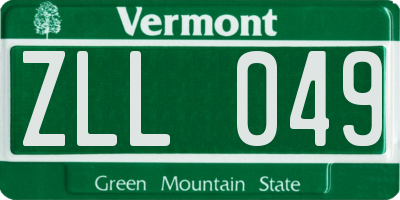 VT license plate ZLL049