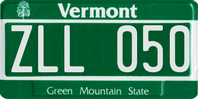 VT license plate ZLL050
