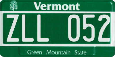 VT license plate ZLL052