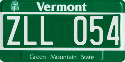 VT license plate ZLL054
