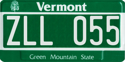 VT license plate ZLL055
