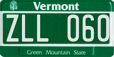 VT license plate ZLL060