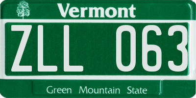 VT license plate ZLL063