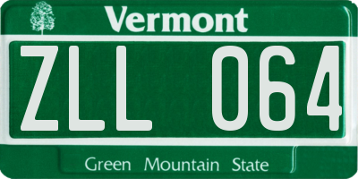 VT license plate ZLL064