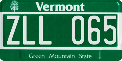 VT license plate ZLL065