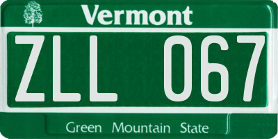 VT license plate ZLL067