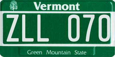 VT license plate ZLL070