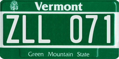 VT license plate ZLL071