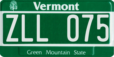 VT license plate ZLL075