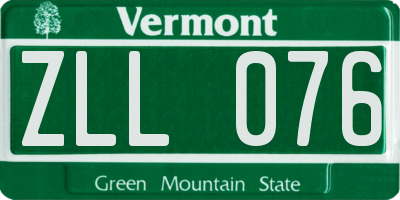 VT license plate ZLL076