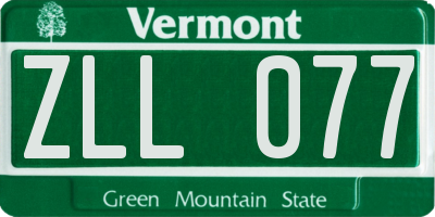 VT license plate ZLL077