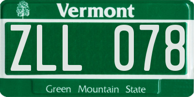 VT license plate ZLL078