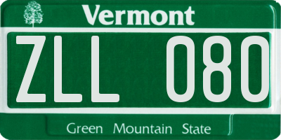 VT license plate ZLL080