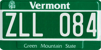 VT license plate ZLL084