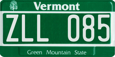 VT license plate ZLL085