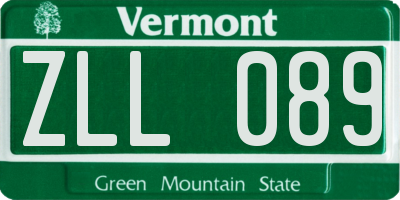 VT license plate ZLL089