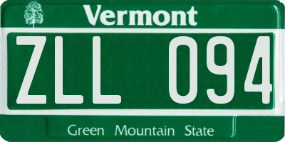 VT license plate ZLL094