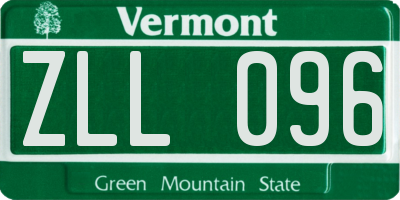 VT license plate ZLL096
