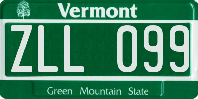 VT license plate ZLL099