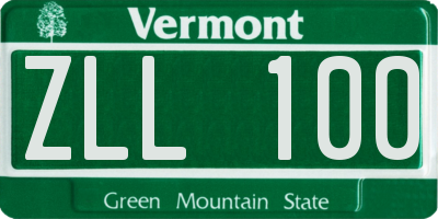 VT license plate ZLL100