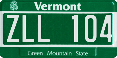 VT license plate ZLL104