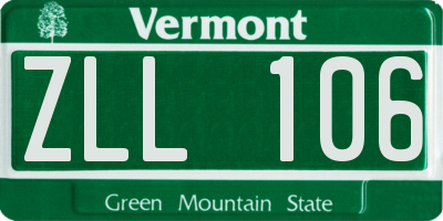 VT license plate ZLL106