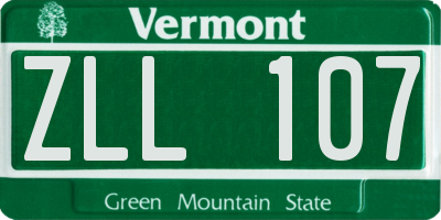 VT license plate ZLL107