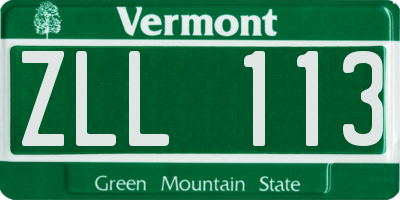 VT license plate ZLL113