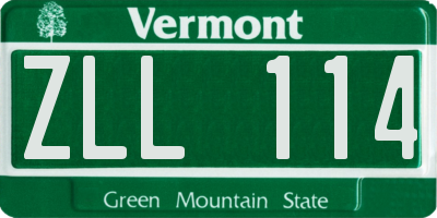 VT license plate ZLL114