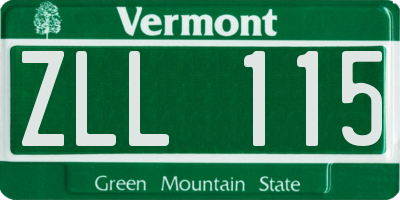 VT license plate ZLL115