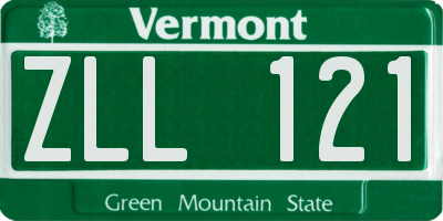 VT license plate ZLL121