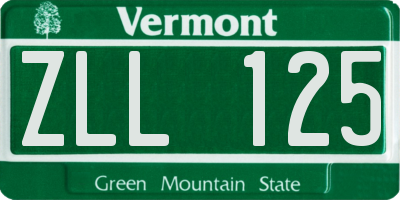 VT license plate ZLL125