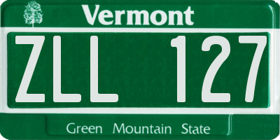 VT license plate ZLL127