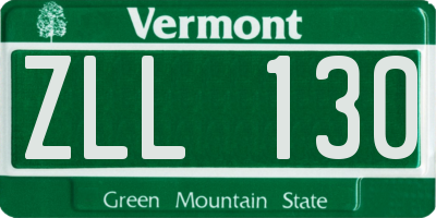 VT license plate ZLL130