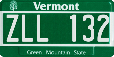 VT license plate ZLL132
