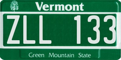VT license plate ZLL133