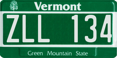 VT license plate ZLL134