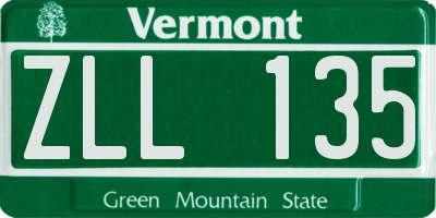 VT license plate ZLL135