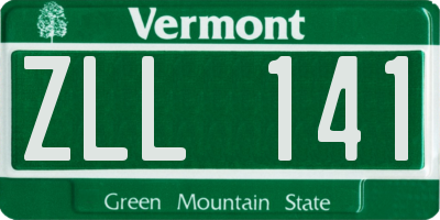 VT license plate ZLL141