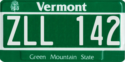 VT license plate ZLL142