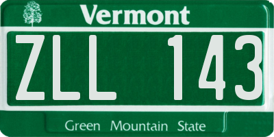 VT license plate ZLL143