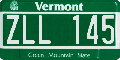 VT license plate ZLL145