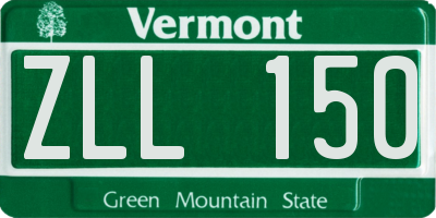 VT license plate ZLL150