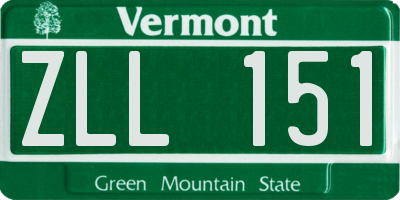 VT license plate ZLL151