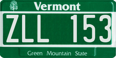 VT license plate ZLL153