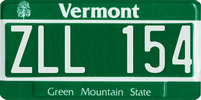 VT license plate ZLL154