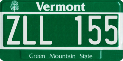 VT license plate ZLL155