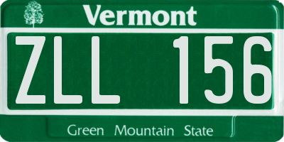 VT license plate ZLL156