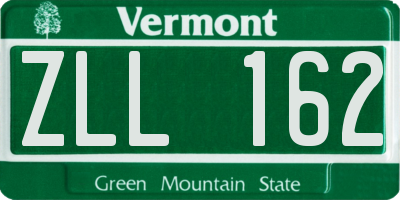 VT license plate ZLL162