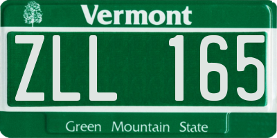 VT license plate ZLL165